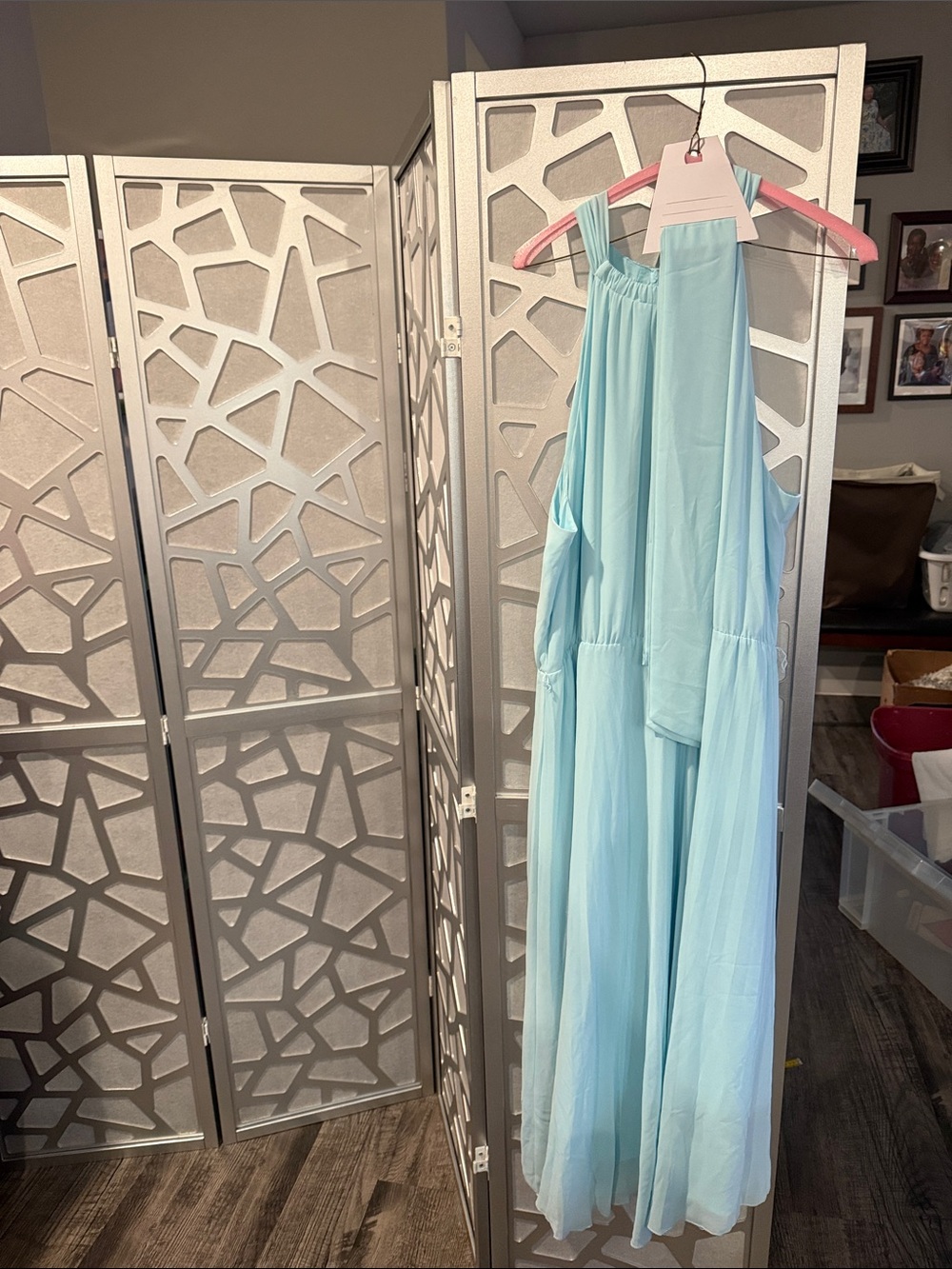 INC International Concepts Pale Blue Tie-Neck Sleeveless Blouse